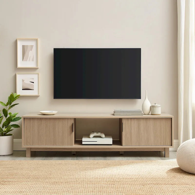 Modern Fluted-Door TV Stand