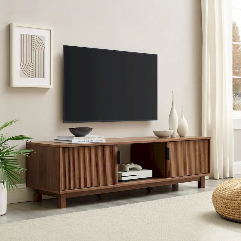 Modern Fluted-Door TV Stand