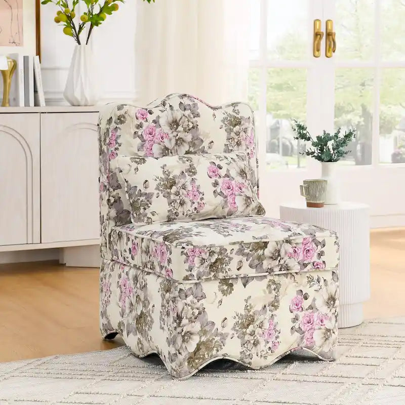 Velvet single dining chair with soft seat cushion