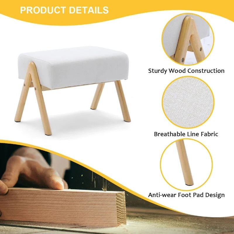 25.2" Wide Reclining Rocker Chair with Ottoman - High Back Rocking Chair, Soft Linen Fabric, Ergonomic Design