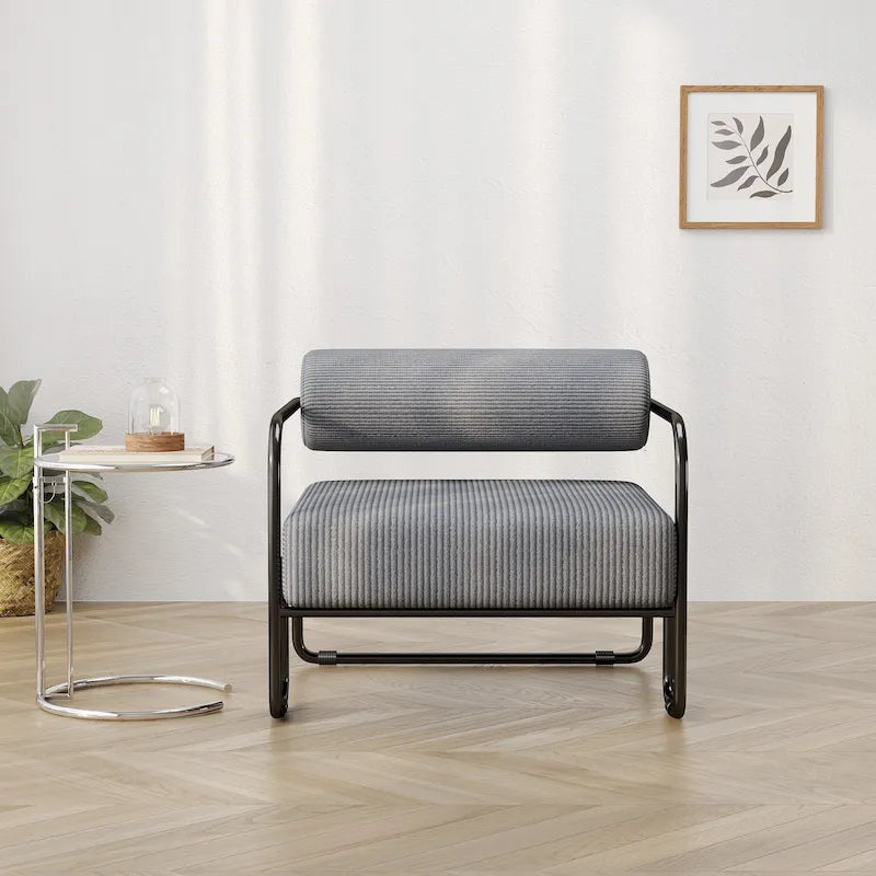 Living Room Corduroy Upholstered Accent Chair with Iron Frame