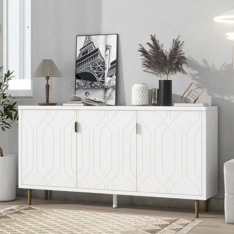 65 Modern TV Stand with Doors & Adjustable Shelves for TVs Up to 70