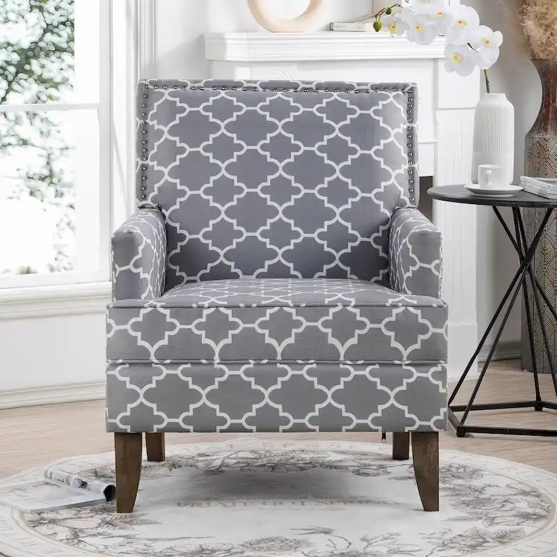 Upholstered Accent Chair with Wood Legs