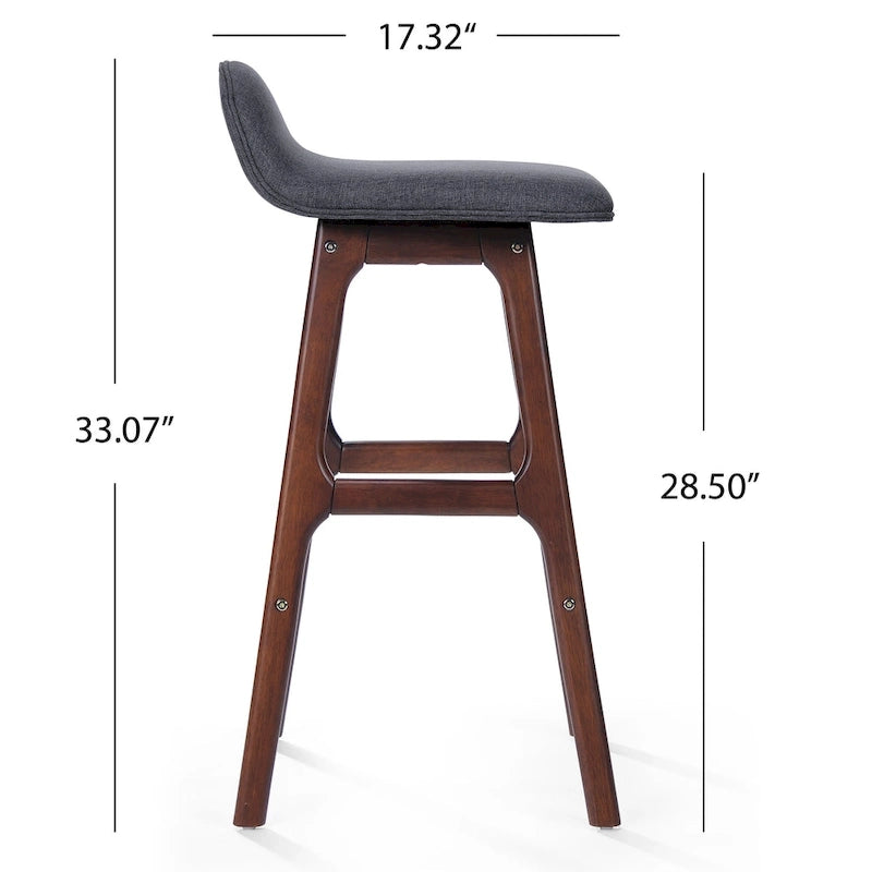Mid-Century Modern Upholstered Barstool, Set of 2