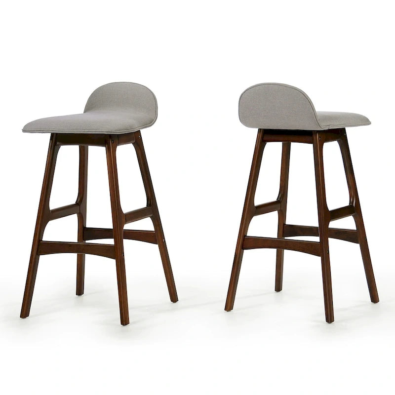 Mid-Century Modern Upholstered Barstool, Set of 2