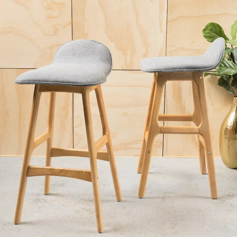 Mid-Century Modern Upholstered Barstool, Set of 2