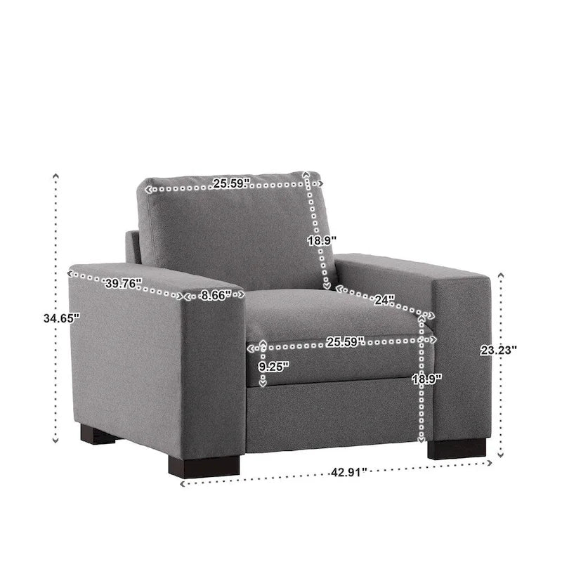 Ashton Grey Fabric Double Sided Down-Feather Filled Chair