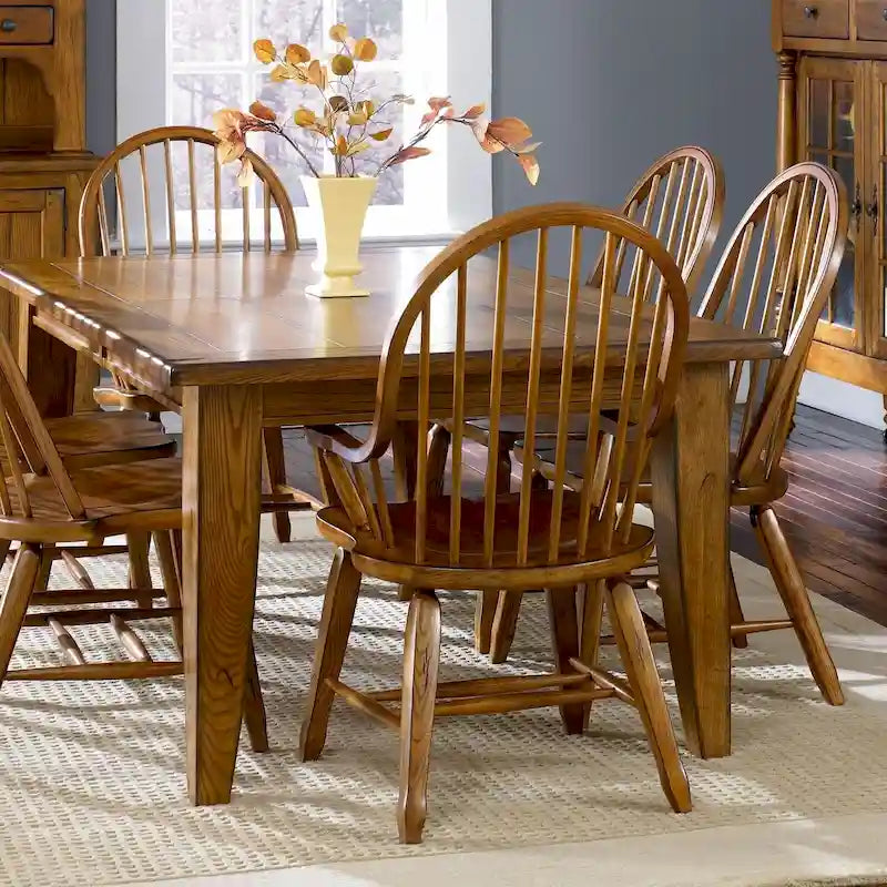 Rustic Oak 5-Piece Bow Back 44x108 Rectangular Dinette Set