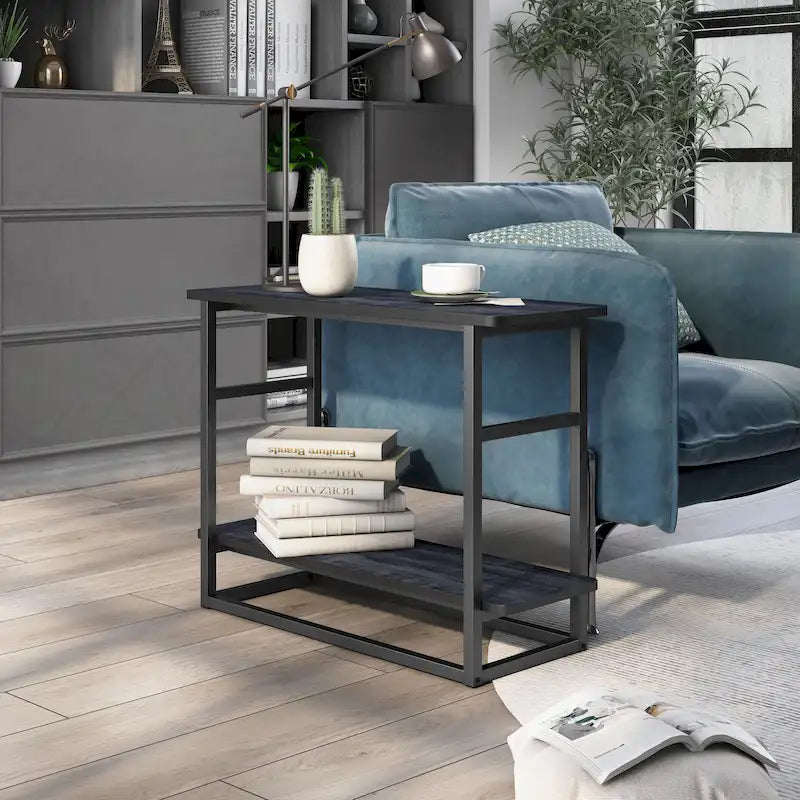 32-inch Long Side Table with Lower Shelf