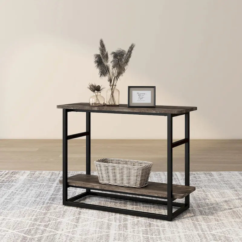 32-inch Long Side Table with Lower Shelf