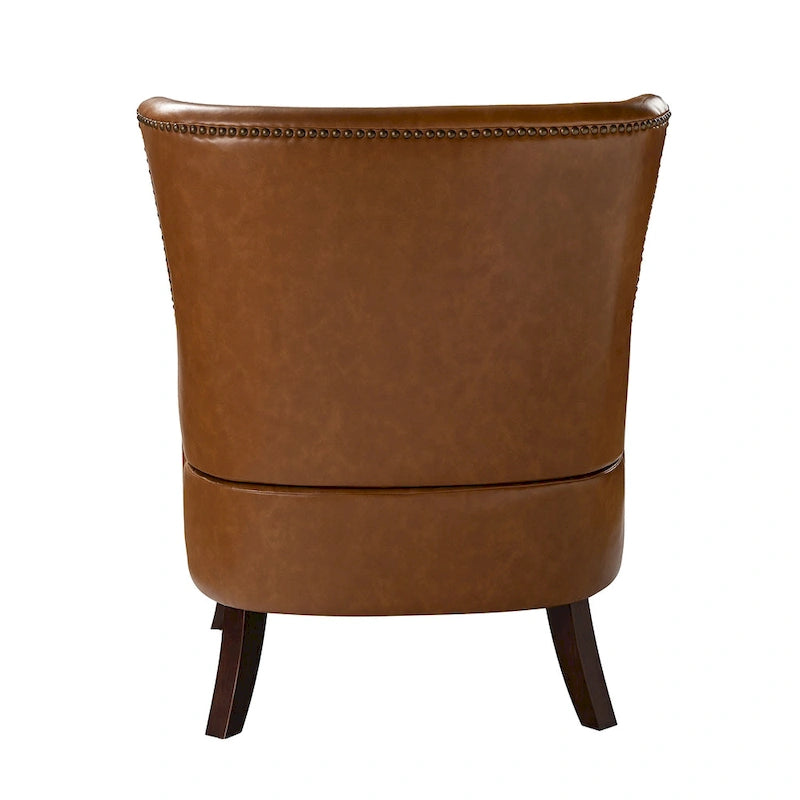 Mid-Century Modern Ergonomic Vegan Leather Wingback Armchair, Set of 2