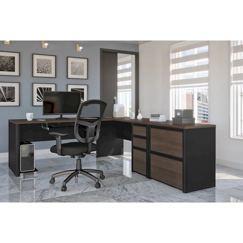 L-Shaped Workstation with Lateral File