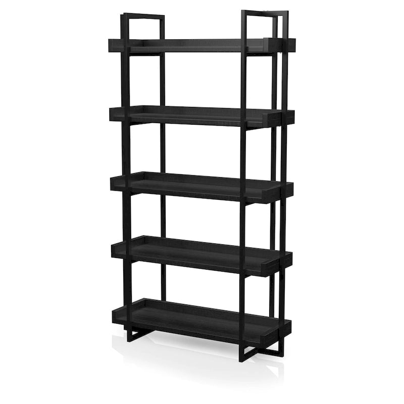 Rustic Black Metal 5-Tier Ladder Shelf