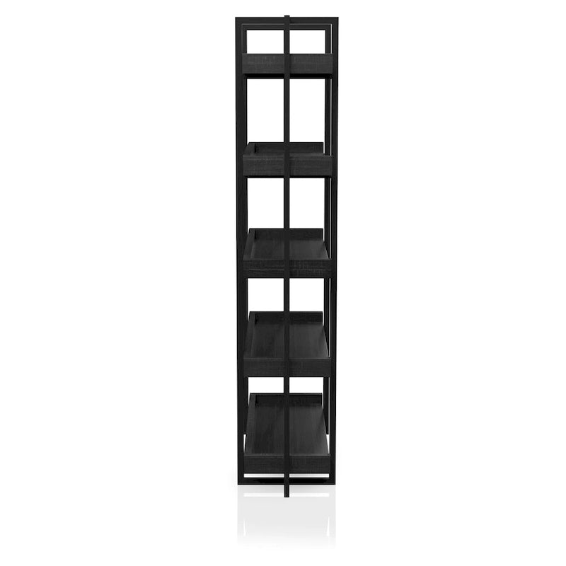 Rustic Black Metal 5-Tier Ladder Shelf