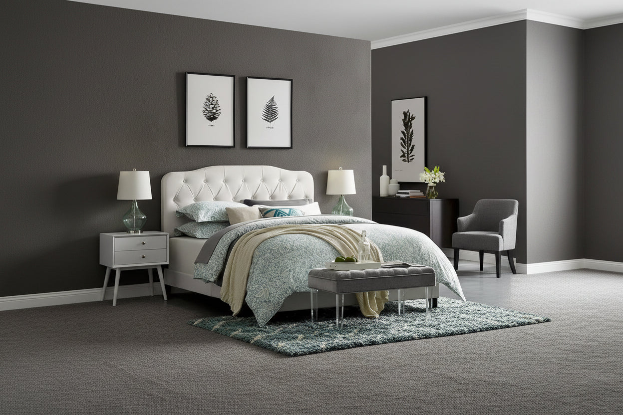 Dayton King Leather Platform Bed with Button Tufted Headboard