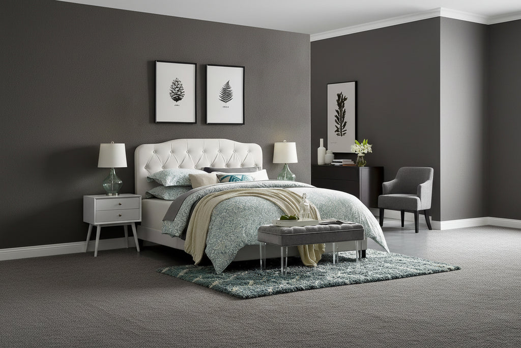 Dayton King Leather Platform Bed with Button Tufted Headboard