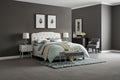 Dayton King Leather Platform Bed with Button Tufted Headboard