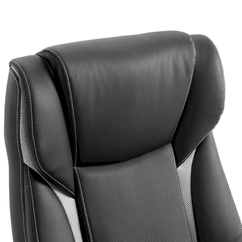 Ergonomic Office Chair Adjustable Height PU Leather Rocker 360° Swivel Home Task Seat, Black