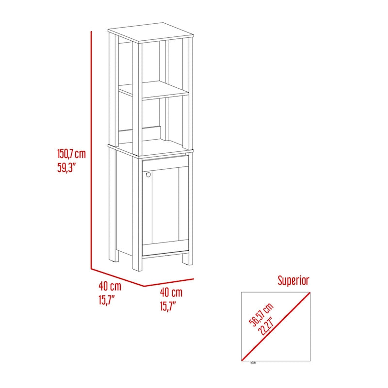 Arctic Linen Cabinet with 4 Shelves and Single Door Cabinet