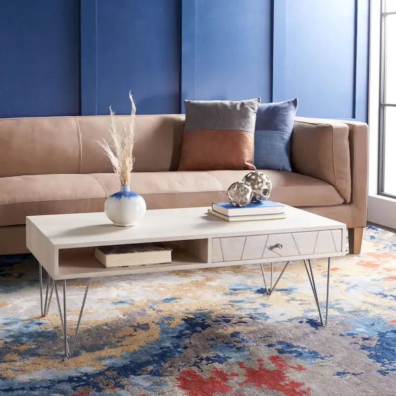 1-Drawer 1-Shelf Living Room Coffee Table - 43W x 21.6L x 16H