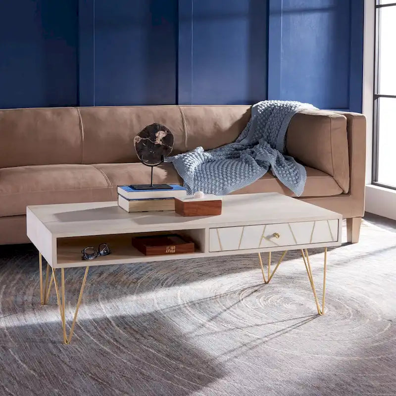 1-Drawer 1-Shelf Living Room Coffee Table - 43W x 21.6L x 16H