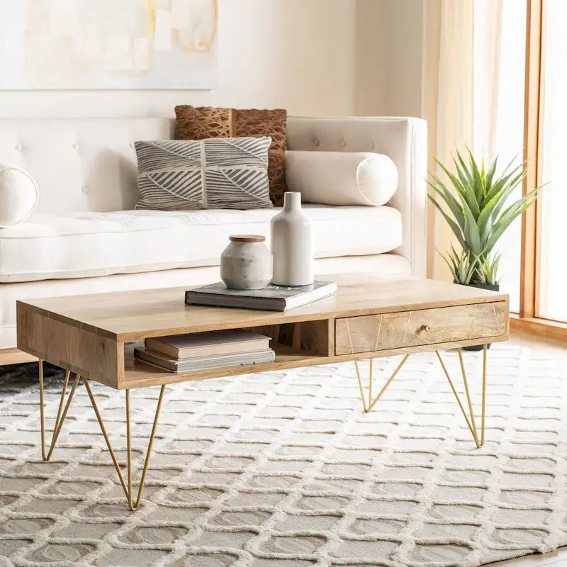 1-Drawer 1-Shelf Living Room Coffee Table - 43W x 21.6L x 16H