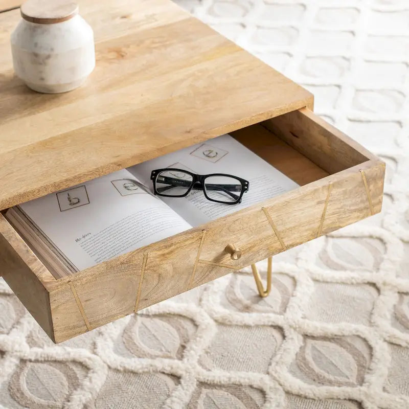 1-Drawer 1-Shelf Living Room Coffee Table - 43W x 21.6L x 16H