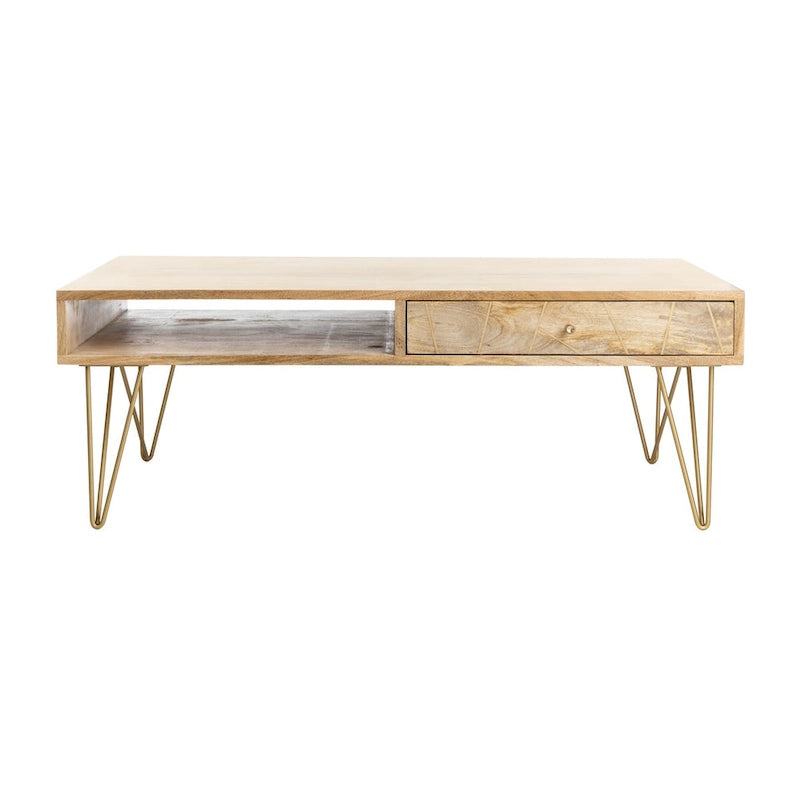 1-Drawer 1-Shelf Living Room Coffee Table - 43W x 21.6L x 16H