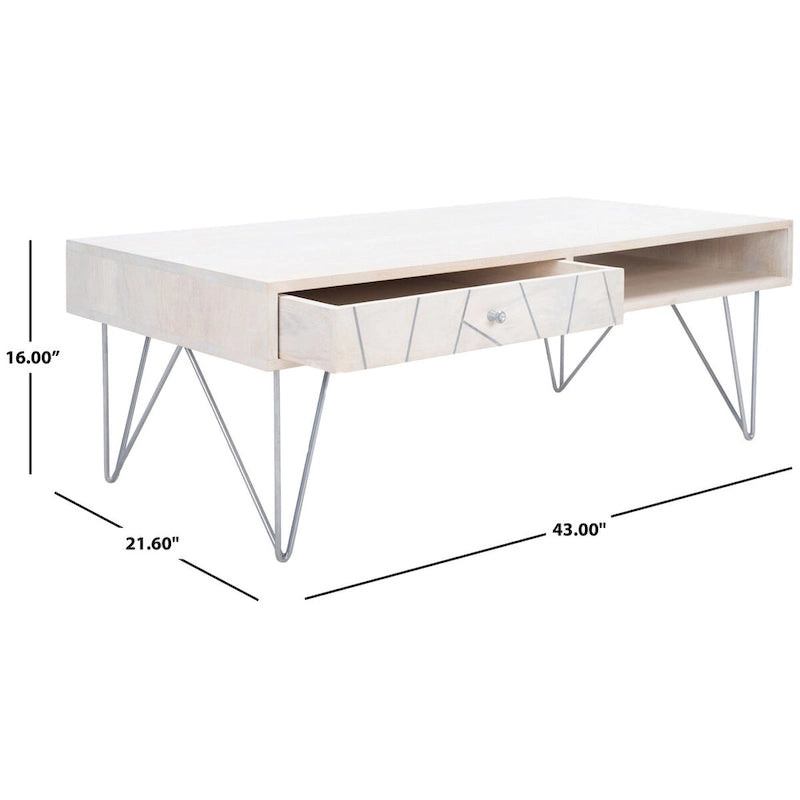 1-Drawer 1-Shelf Living Room Coffee Table - 43W x 21.6L x 16H