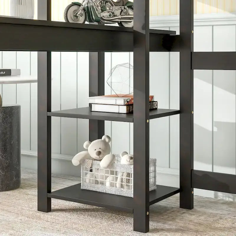 Full Loft Bed with Desk ,Shelves and Ladder