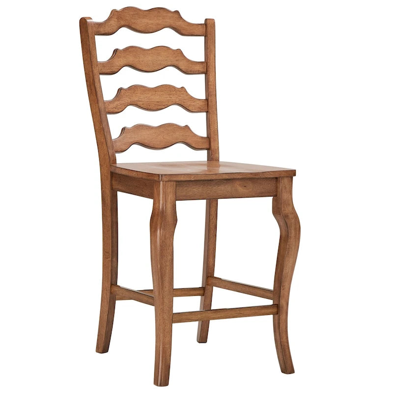 French Ladder Back Wood Counter Chair, Set of 2