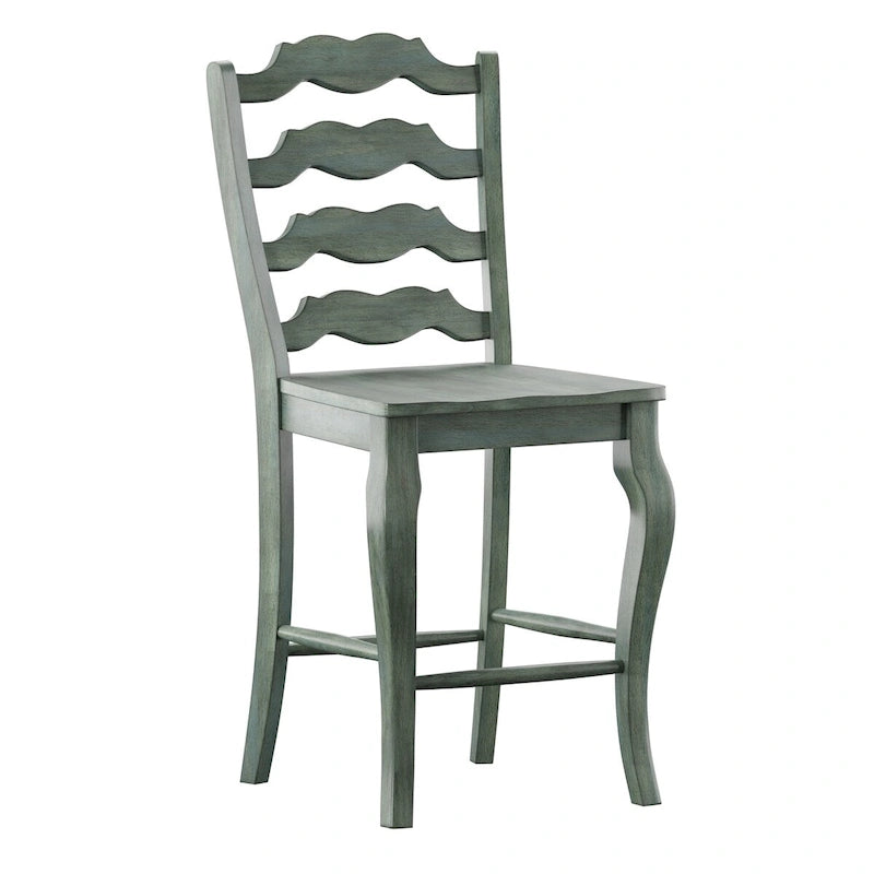 French Ladder Back Wood Counter Chair, Set of 2