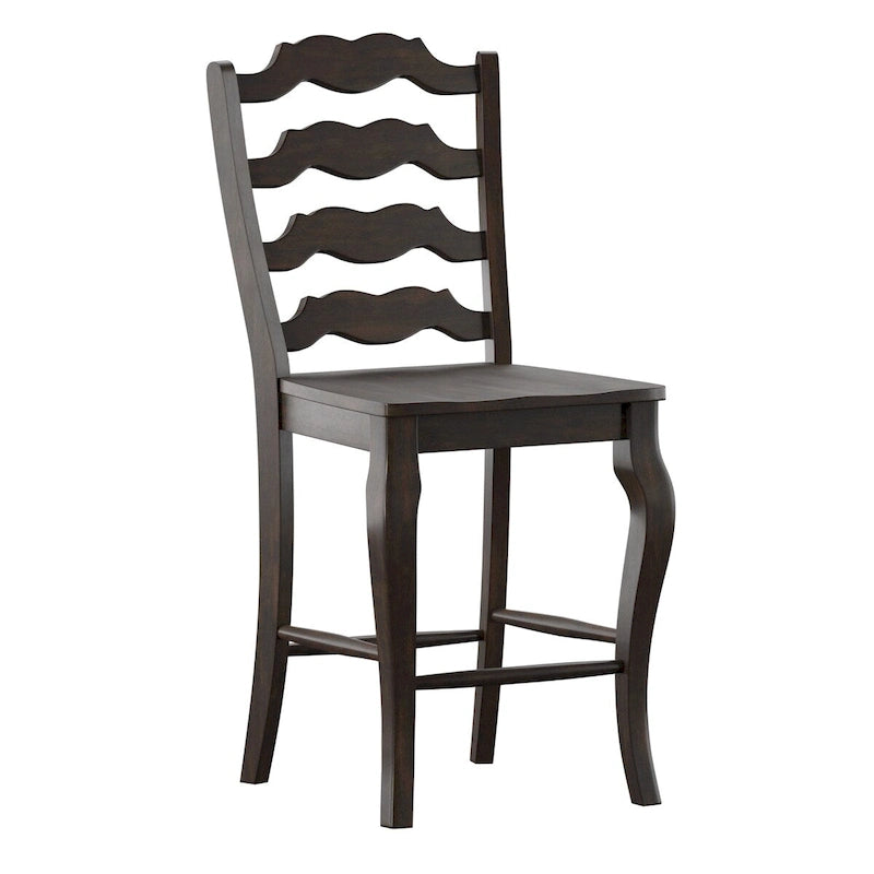 French Ladder Back Wood Counter Chair, Set of 2