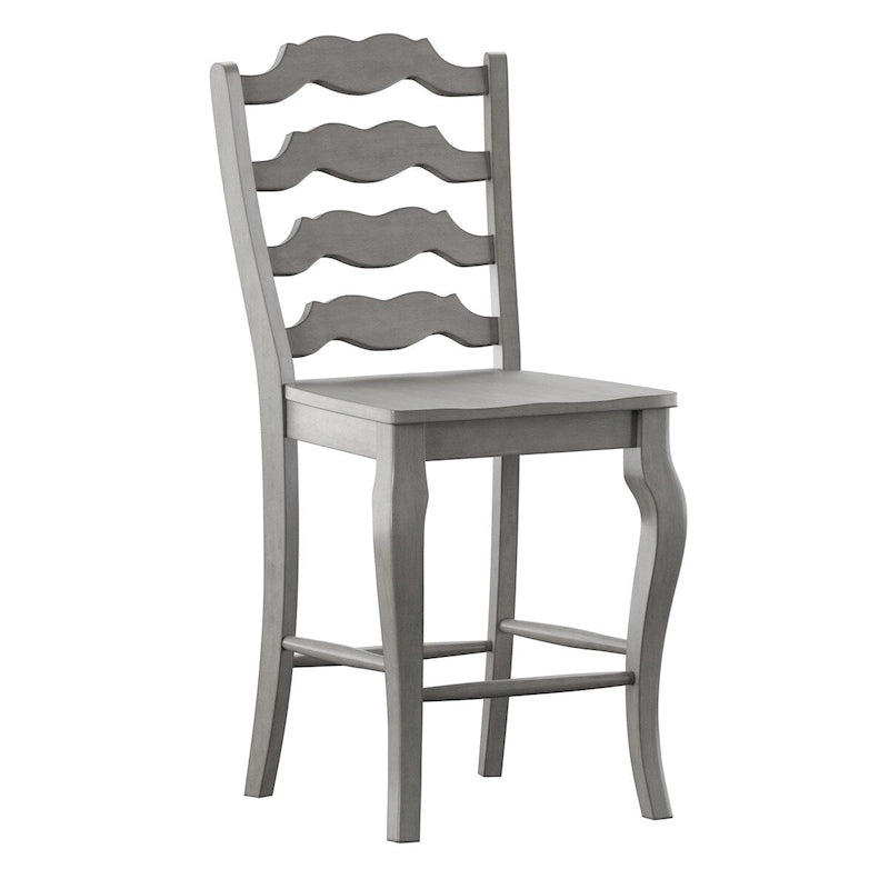 French Ladder Back Wood Counter Chair, Set of 2