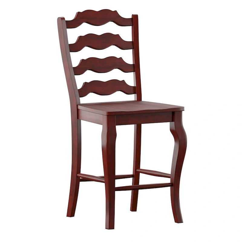 French Ladder Back Wood Counter Chair, Set of 2
