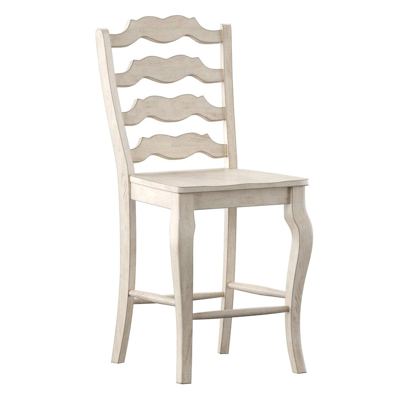 French Ladder Back Wood Counter Chair, Set of 2