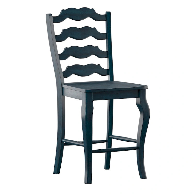 French Ladder Back Wood Counter Chair, Set of 2