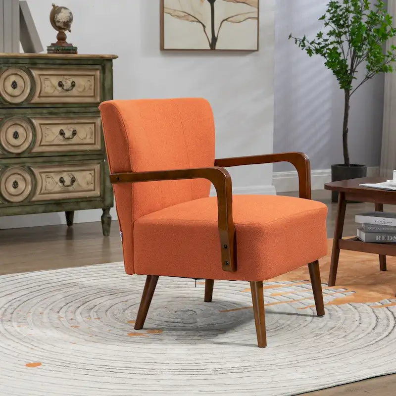 Modern chairs in the living room, wooden frame armchairs