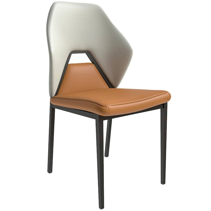 PU Leather Dining Chair with Black Iron Legs, Modern Upholstered Accent Kitchen Side Chair