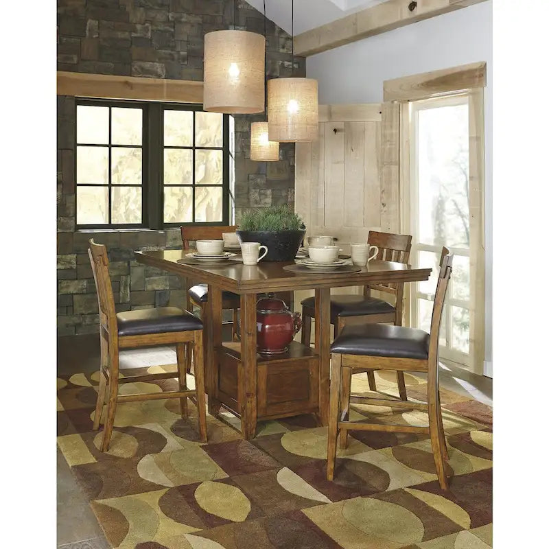 Medium Brown 8-Piece Counter Height Dining Package